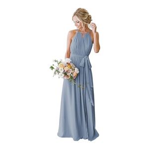 Women’s Haltered Chiffon Dusty Blue Bridesmaid/Formal Dress Size 10